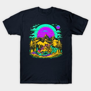 Psychedelic Mountains of Werewolf Monster T-Shirt